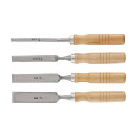 Набор стамесок SPARTA,6-12-18-24 мм, плоские, деревянные рукоятки// 243965