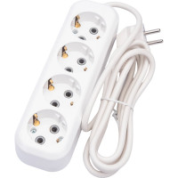 Четырехместный сетевой удлинитель с заземлением LUX У4-Е, 2м, 4606400414735