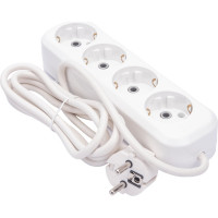 Четырехместный сетевой удлинитель с заземлением LUX У4-Е, 2м, 4606400414735