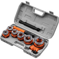 Набор клуппов SPARTA 1/4"-3/8"-1/2"-3/4"-1"-1,25" + плашкодержатель с трещоткой, 9 предметов 773355