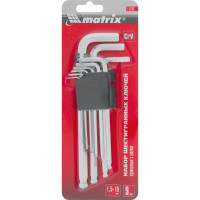 Набор имбусовых удлиненных ключей 1,5-10 мм MATRIX 11233