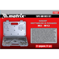 Набор метчиков и плашек 31 предмет MATRIX MASTER 77337