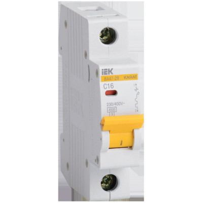 Автоматический выключатель IEK ВА47-29 1п, 16А, "С", 4.5кА MVA20-1-016-C