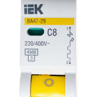 Автоматический выключатель IEK ВА47-29 1п, 8А, "С", 4.5кА MVA20-1-008-C