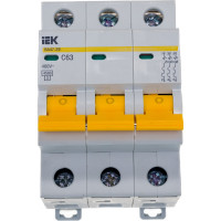 Автоматический 3-полюсный выключатель IEK 3п C 63А ВА 47-29 4.5кА MVA20-3-063-C