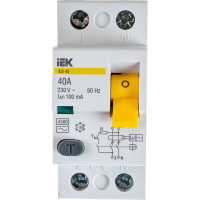 Выключатель дифференциального тока IEK 2п 40A 100mA тип AC ВД1-63 ИЭК MDV10-2-040-100
