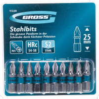 Набор бит (сталь S2; PH 1х25 мм; 10 шт.) GROSS 11329