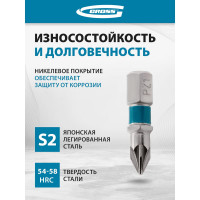 Набор бит (сталь S2; PZ 1х25 мм; 10 шт.) GROSS 11339