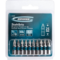 Набор бит (сталь S2; PZ 1х25 мм; 10 шт.) GROSS 11339