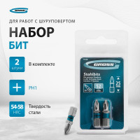 Набор бит (сталь S2; PH 1х25 мм; 2 шт.) GROSS 11349