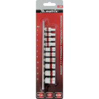 Набор торцевых головок (12-гранные; 1/4"; 4-13 мм; 10 шт.) MATRIX 13594