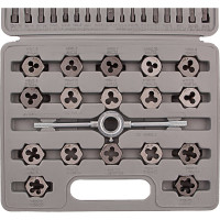 Набор метчиков и плашек SPARTA М3-М12, плашко-метчикодержатель, 40 предметов, в пластиковом боксе 773155