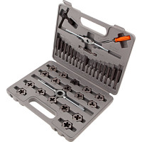 Набор метчиков и плашек SPARTA М3-М12, плашко-метчикодержатель, 40 предметов, в пластиковом боксе 773155