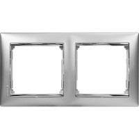 Рамка Legrand 2 поста Valena алюминий/серебряный штрих 770352
