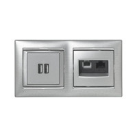 Рамка Legrand 2 поста Valena алюминий/серебряный штрих 770352