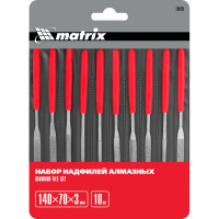 Набор алмазных надфилей 140х70х3, 10 шт MATRIX MASTER 15835