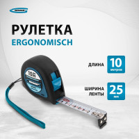 Рулетка GROSS Ergonomisch 10 м x 25 мм, магнитный обрезиненный зацеп 31105