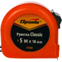 Рулетка SPARTA Classic,5 м х 18 мм, пластиковый корпус// 31303