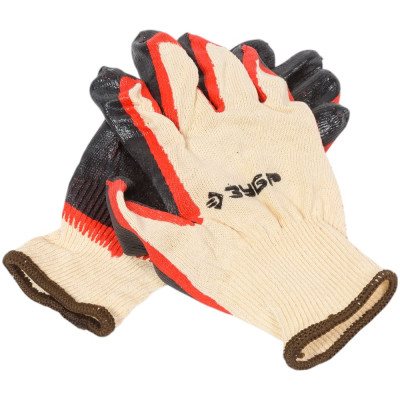 Перчатки трикотажные с двойным латексным обливом (размер L-XL, эластичные, натуральный хлопок) ЗУБР 11459-XL