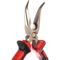 Длинногубцы MATRIX NICKEL, 160 мм, изогнутые никелированные, двухкомпонентные рукоятки// 17420