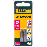 Торсионные кованые биты KRAFTOOL X-Drive PH2 25 мм 2 шт. 26121-2-25-2