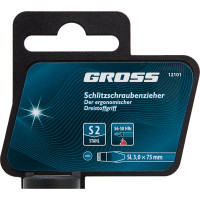 Отвертка GROSS SL3.0x75мм S2, трехкомпонентная рукоятка 12101