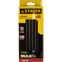 Стержень (11х200 мм; черный; 40 шт.) по ковролину/коже для клеевого пистолета STAYER 2-06821-D-S40