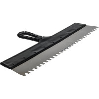 Нержавеющий зубчатый шпатель с пластмассовой ручкой, 450мм, зуб 8х8мм STAYER 1009-45-08