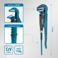 Ключ трубный рычажный GROSS №1, 1", цельнокованый, CrV, тип - "L"// 15601