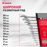 Набор комбинированных ключей 6 - 22 мм MATRIX 15412