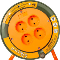 Силовой удлинитель на катушке GLANZEN 4 гн. 30 м ПВС 2x1 EB-30-004 00012291