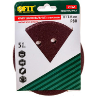 Круги шлифовальные 5 шт. (125 мм; Р80; 8 отверстий) FIT IT 39664