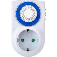 Механический суточный таймер duwi REV "Промо", до 3680Вт, 48 включений в сутки, белый, 67074 8