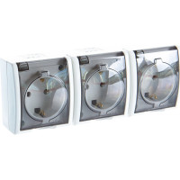 Тройная розетка с заземлением и крышкой, белый Simon 1594437-030