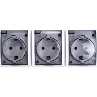 Тройная розетка с заземлением и крышкой, белый Simon 1594437-030