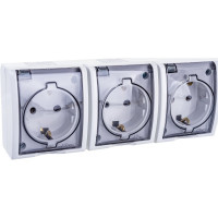 Тройная розетка с заземлением и крышкой, белый Simon 1594437-030