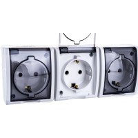 Тройная розетка с заземлением и крышкой, белый Simon 1594437-030