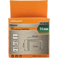 Скоба закаленная (1000 шт; 14 мм; Тип 140) для степлеров Sturm 1071-03-14