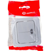 Двухклавишный выключатель с подсветкой, белый Makel Mimoza 12023