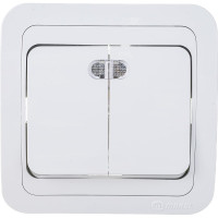 Двухклавишный выключатель с подсветкой, белый Makel Mimoza 12023