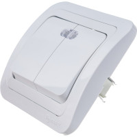 Двухклавишный выключатель с подсветкой, белый Makel Mimoza 12023