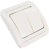 Двухклавишный выключатель, кремовый Makel Mimoza 25003