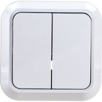 Выключатель накладной двухклавишный, белый Makel Siva Ustu 45103