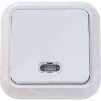 Выключатель Makel белый одноклавишный накладной с подсветкой 45121