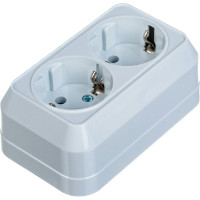 Двойная розетка с заземлением, белая Makel 45182