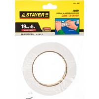 Лента PROFI клейкая двусторонняя, на вспененной основе (5 м; 19 мм; белая) STAYER 12231-19-05