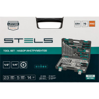 Набор инструментов STELS 1/2", 1/4", CrV, пластиковый кейс, 76 предметов 14104