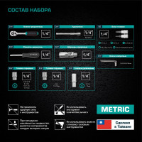 Набор инструментов STELS 1/4 CrV пластиковый кейс 57 предметов 14101