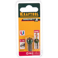Бита "ЕХPERT", с магнитным держателем-ограничителем, тип хвостовика C 1/4", PH2, 25 мм, 1 шт. в блистере Kraftool 26128-2-25-1
