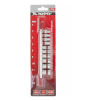Набор торцевых головок 1/4", 6-ти гр., CrV, 10шт., 4-13мм MATRIX 13559